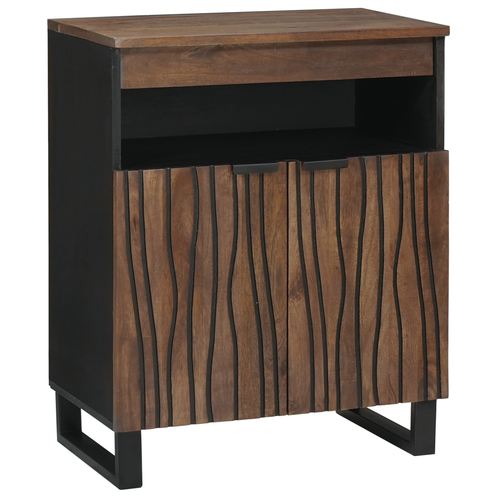 Conjunto 1 Unidade De Aparador Vidaxl Castanho Madeira De Mangueira Maciça (60 X 33 X 75 Cm)