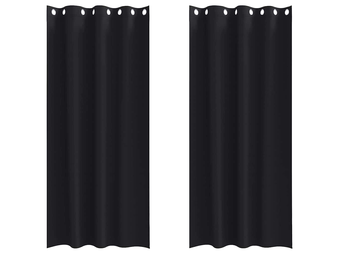 Conjunto 2 Cortinas Opacas Vidaxl Preto Poliéster (225 X 140 Cm)