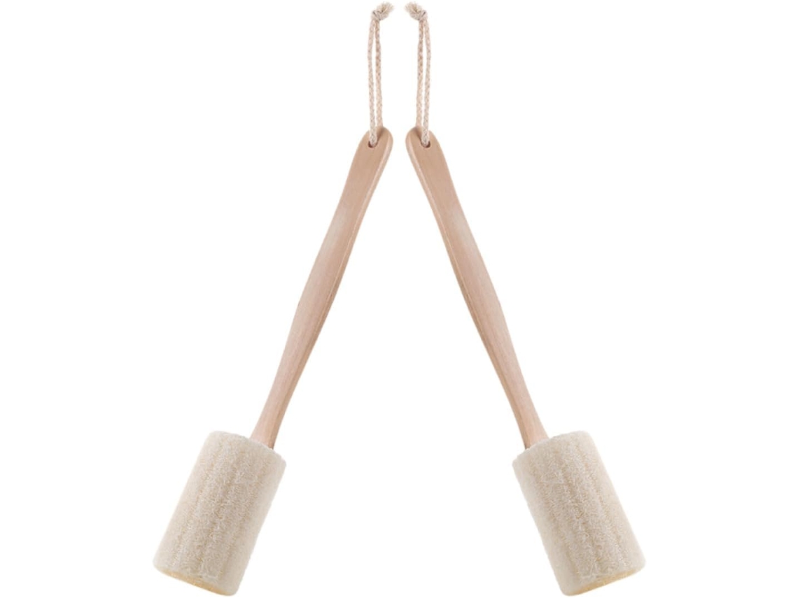 Conjunto De 2 Escovas Banho Para As Costas Com Cabo Longo, Em Madeira E Bucha Vegetal, Ferramenta Confortável Para