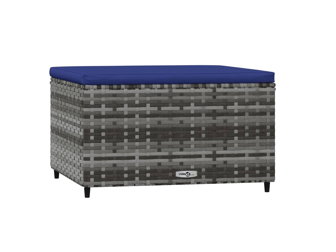 Maison Exclusive - Apoio De Pés P/ Jardim Com Almofadão Vime Pe Cinzento