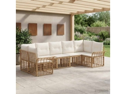 Vidaxl Conjunto De Sofás Para Exterior 7 Pcs Natural E Branco Creme