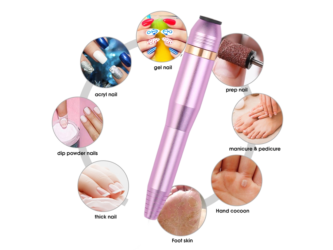 Kit De Lixadeira Elétrica Para Unhas 16000 Rpm Caneta De Lixar Unhas Máquina De Manicure Pedicure Com 6 Pontas Para Uso Em Casa E Salão