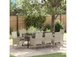 Vidaxl Conjunto De Jantar Para Jardim 9 Unid. Cinzento-claro Vime Pe