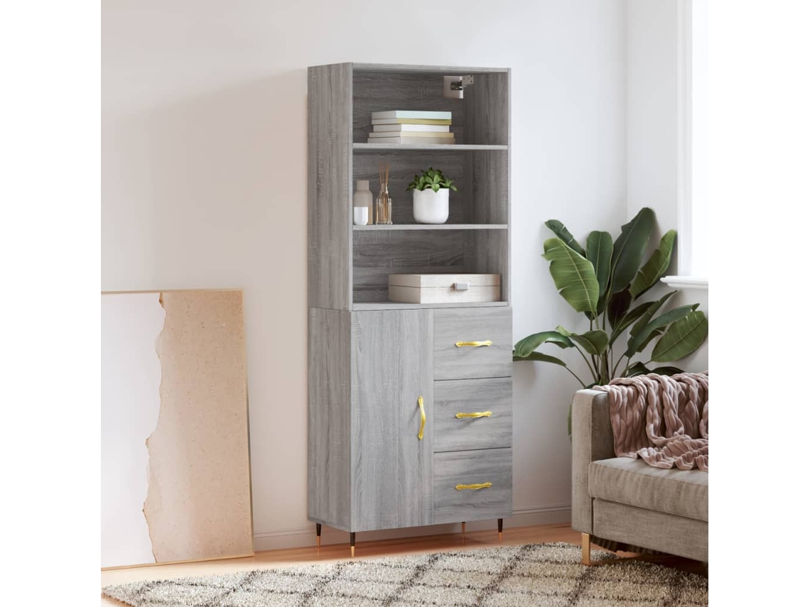 Armario alto 69,5x34x180 cm Derivados de madera Gris Sonoma