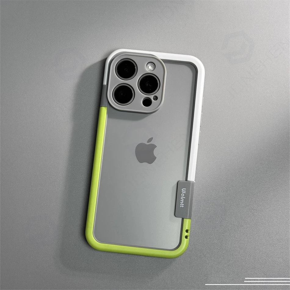 Capa Protetora De Silicone Macio E Resistente A Impactos Com Moldura Bicolor (branca E Verde) Para Iphone 16 Pro Max