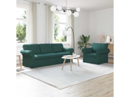 Vidaxl Conjunto De Sofás 2 Pcs Verde Escuro 215 X 82 X 80 Cm Tecido