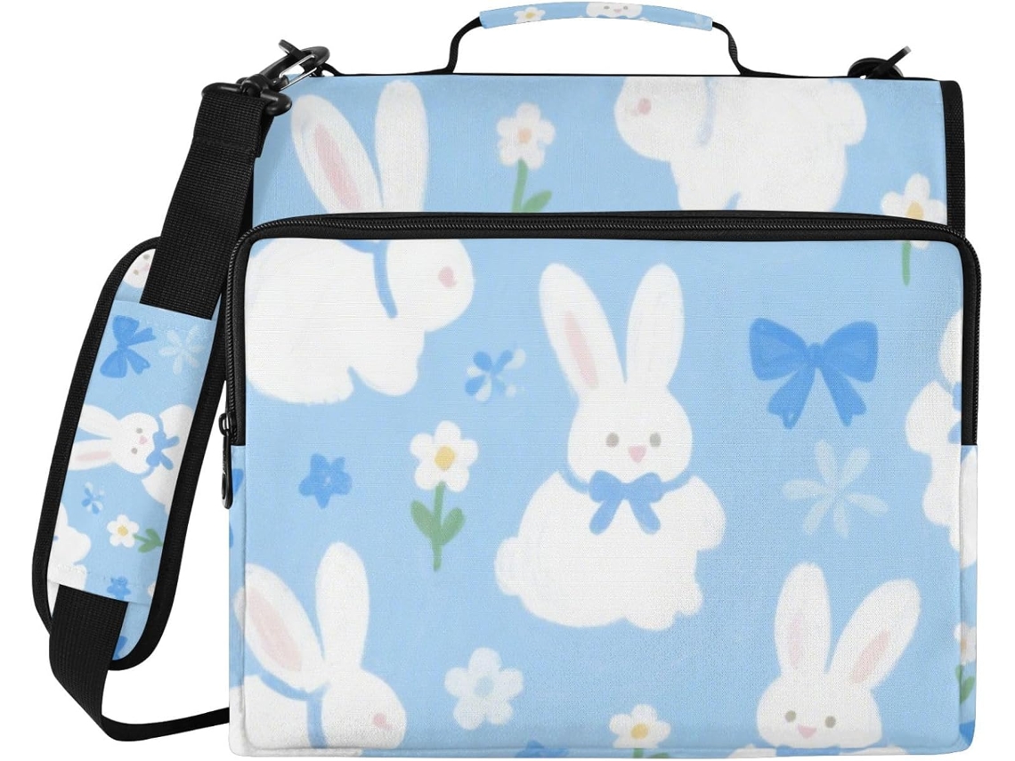 Bolsa Fofa De Coelho Branco Desenho Animado Com Zíper 3 Argolas E Alça, Inclui Bolso Com Zíper, Bolsa Guardar