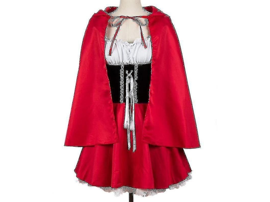 Conjunto De Traje De Chapeuzinho Vermelho Para Mulheres - Vestido + Capa 3xl Tamanho 80cm Poliéster Feriado