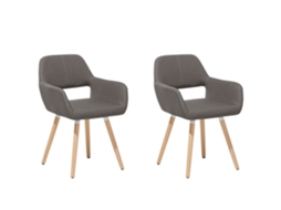 Conjunto De 2 Cadeiras Com Design Único BELIANI Chicago De Tecido Taupe 56x56x81