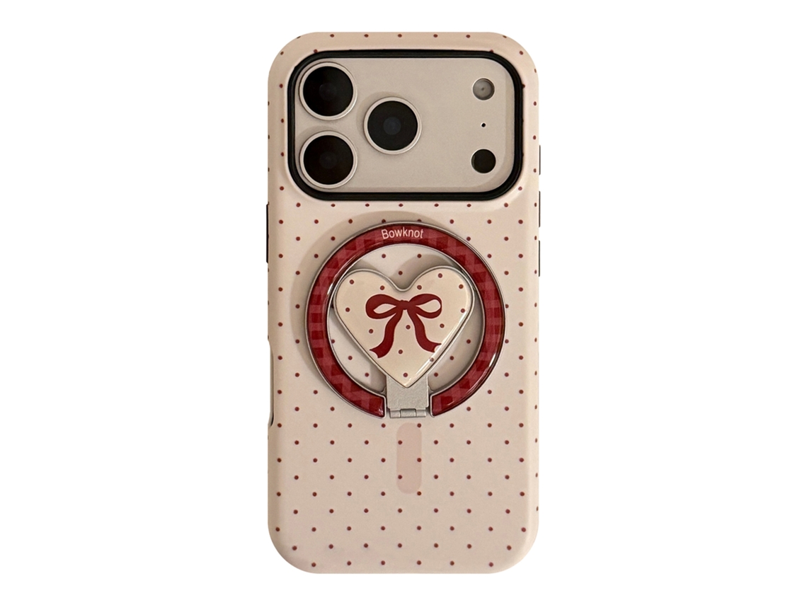 Capa Magnética Para Iphone 17 Pro, Bolinhas Simples, Laço Vino, Suporte Coração Magnético