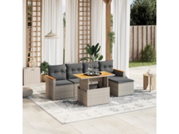 Vidaxl 6 Pcs Conjunto Sofás de Jardim com Almofadões Vime Cinzento