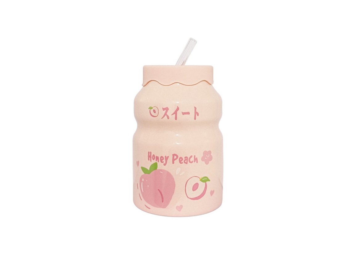 Caneca de Cerâmica de Fruta dos Desenhos Animados com Palhinha Caneca de Escritório de Valor Elevado