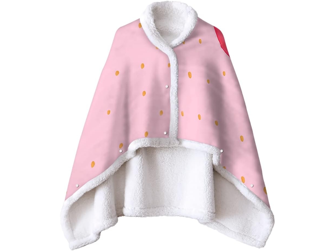 Manta de Lã Sherpa Fansu Xale Grossa e Macia para o Inverno com Estampa Flamingo Botões Quente Microfibra Cria