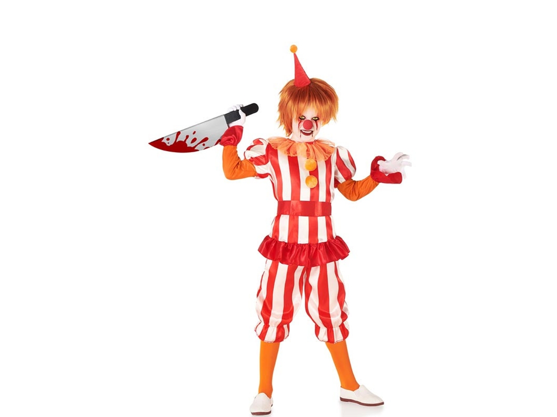 Fato de palhaço de circo vermelho e branco para criança