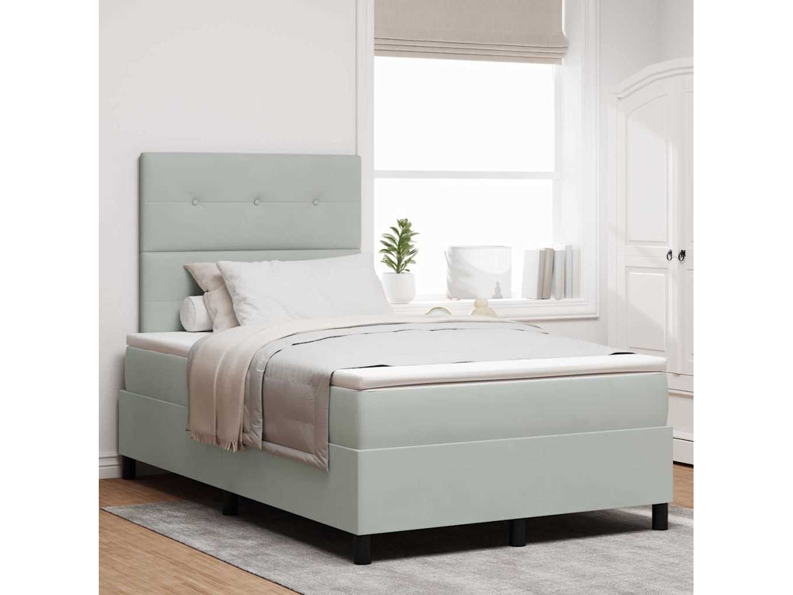 Vidaxl Cama Box Spring Led Cinzento-claro 120 X 200 Cm Veludo