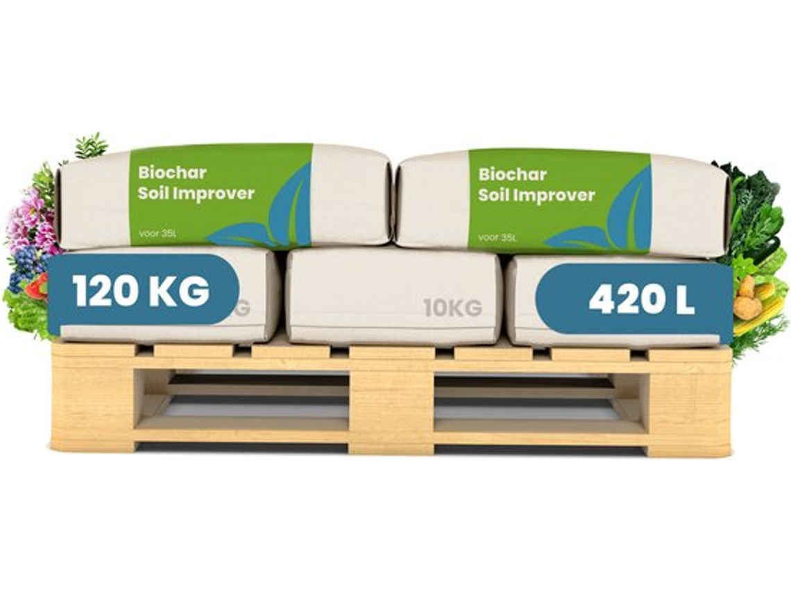 Melhorador De Solos Biocarvão 12x 120 Kg 420 L Corretor De Solo Orgânico Organifer