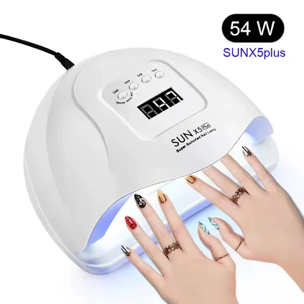 Lâmpada Uv/led Para Unhas De 54 W Com Temporizador De 10s/30s/60s/99s, Branca