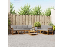 Vidaxl Conjunto De Sofás Para Exterior 8 Unid. Cinza Natural E Claro