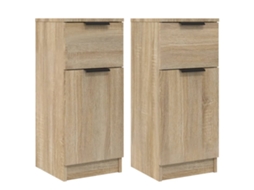 Conjunto de 2 Aparadores Madeira Processada Carvalho Sonoma MAISON EXCLUSIVE 30x30x70 cm