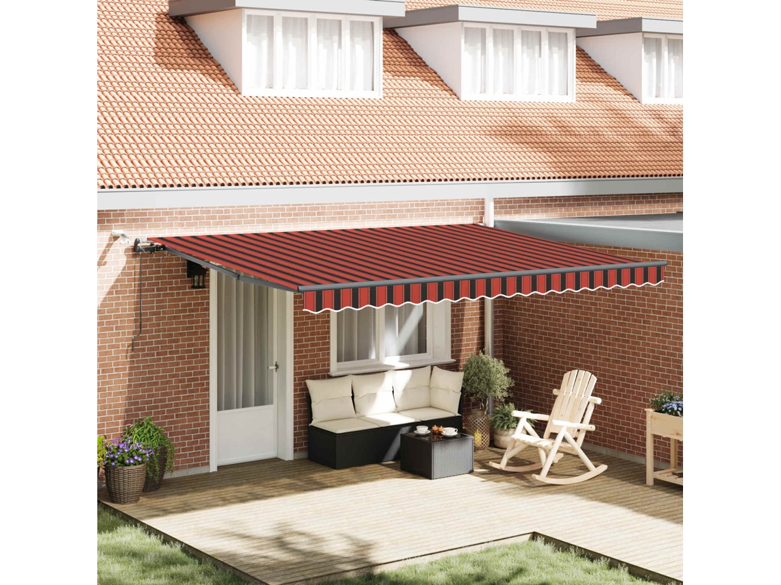 Vidaxl Toldo Retrátil Laranja E Castanho 450 × 300 Cm Poliéster