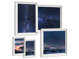 Quadros Decorativos Para Parede Ilustrações De Cidades Costeiras Moldura Branca Quadros Para A Sala De Estar Espelharte (conjunto De 5 Imagens)