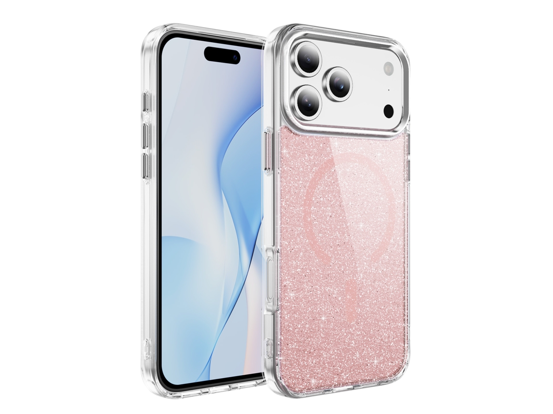Capa Magsafe Para Iphone 17 Pro Max Com Glitter Reforçado - Transparente