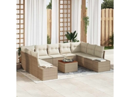 Vidaxl Conjunto De Sofá De Jardim 10 Unid. Bege Vime Pe