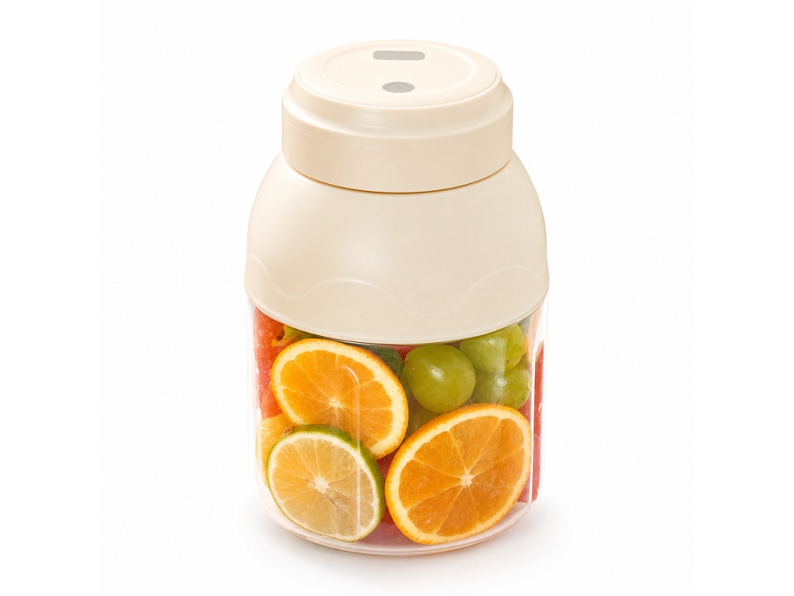 Liquidificadora Portátil Elétrica Usb 800 Ml, 38 Lâminas, Copo Branco Com 2 Tampas