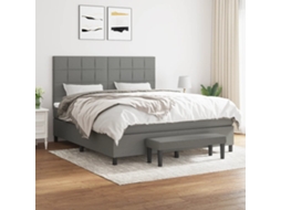 Vidaxl Cama Com Molas/colchão 180x200 Cm Tecido Cinzento-escuro