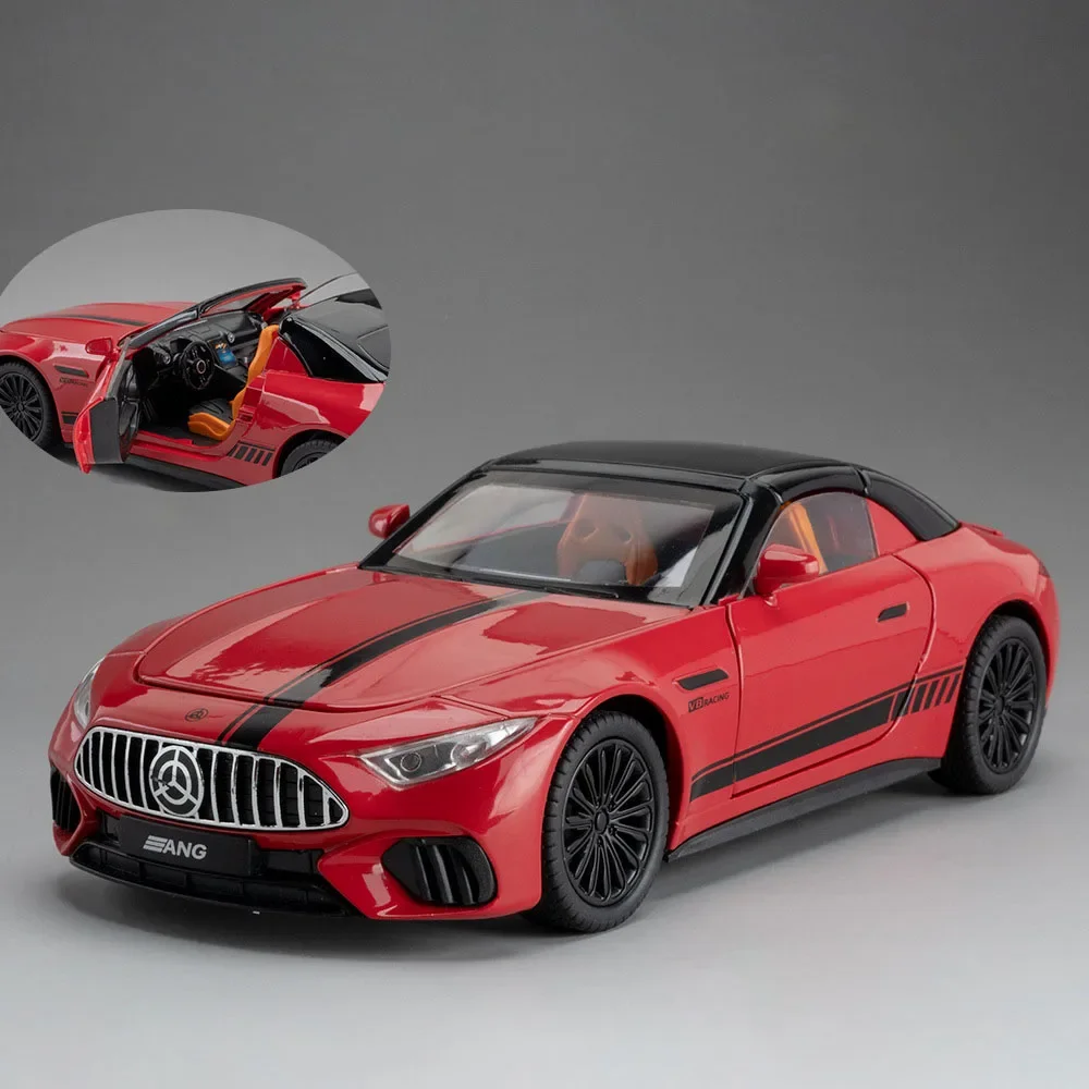 (sl63 Vermelho) Escala 1:22 - Miniatura De Carro - Liga Metálica Fundida - Com Luzes E Efeitos Sonoros - Portas Que Abrem