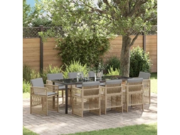 Vidaxl Conjunto de Jantar para Jardim 9 Pcs Bege Aço Revestido a Pó