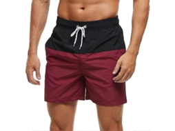 Bermudas De Bainha Curta Sem Mangas Com Cordão De Ajuste Arcweg304427us Vinho Preto Vermelho