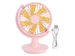 Ventilador Mini Portátil Usb Recarregável Rosa Mesa Casa Viagem