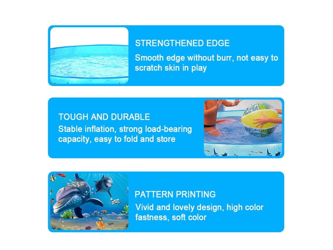 Piscina Para Crianças Ao Ar Livre 183x38cm/72x15polegadas Redonda Plegável Portátil Brincadeira Com Água Verão Para Bebês