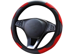 2026 cubre Volante de Cuero Fibra de Carbono, Antideslizante, Ajustable 37 38cm, Universal para Coches