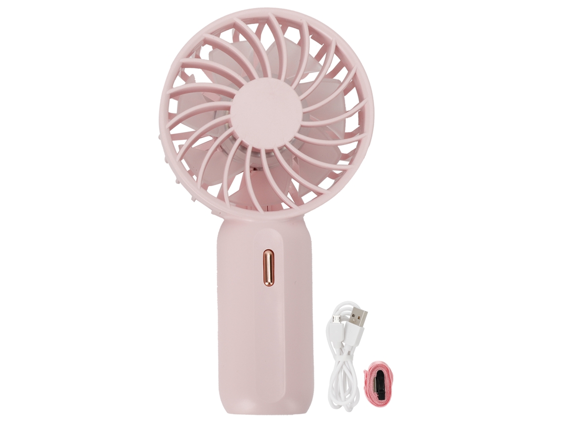 Ventilador de mão portátil USB recarregável com 3 velocidades mini ventilador para viagem trabalho estudo rosa S/MARCA