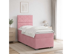 Vidaxl Cama Box Spring Com Colchão Rosa 90 X 200 Cm Veludo