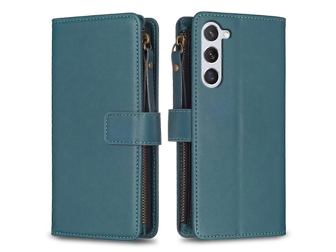 Capa De Celular Flip Em Couro Com Zíper E 9 Compartimentos Para Cartões Para Samsung Galaxy S25 5g