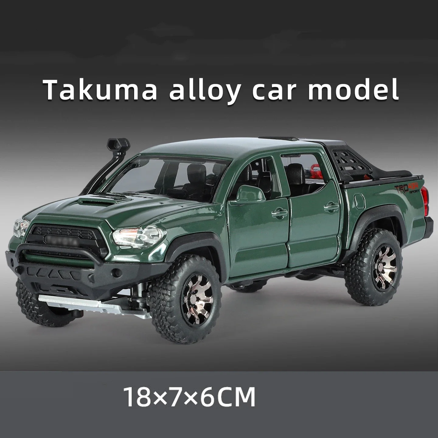 (tacoma Verde) Escala 1:32 - Miniatura De Carro, Carroceria De Metal, Com Efeitos Sonoros E Luminosos.