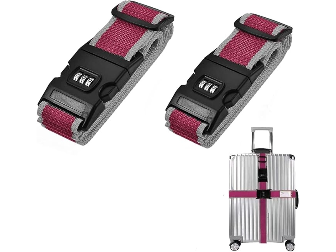 Alça Para Mala Ajustável, Pacote Com 2, Com Fivela Resistente Para Bagagem De Viagem Elysve