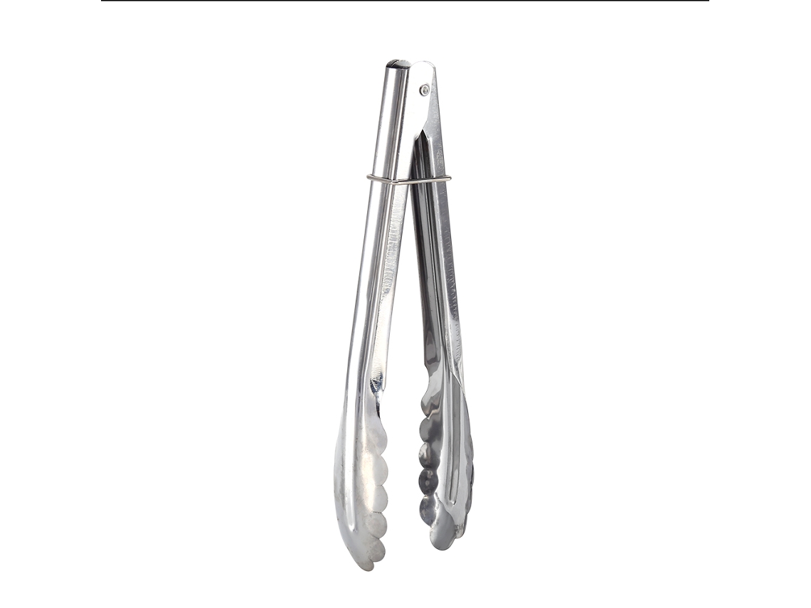 Pinça de Churrasco de Aço Inoxidável, 9 Polegadas, para Alimentos, Pão, Bife, Cozinha