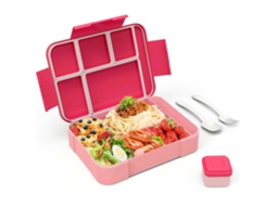 Caixa Almoço Divisórias - Bento Infantil - Recipiente Refeição - Unissexo - Escola E Viagem - Plástico - Rosa