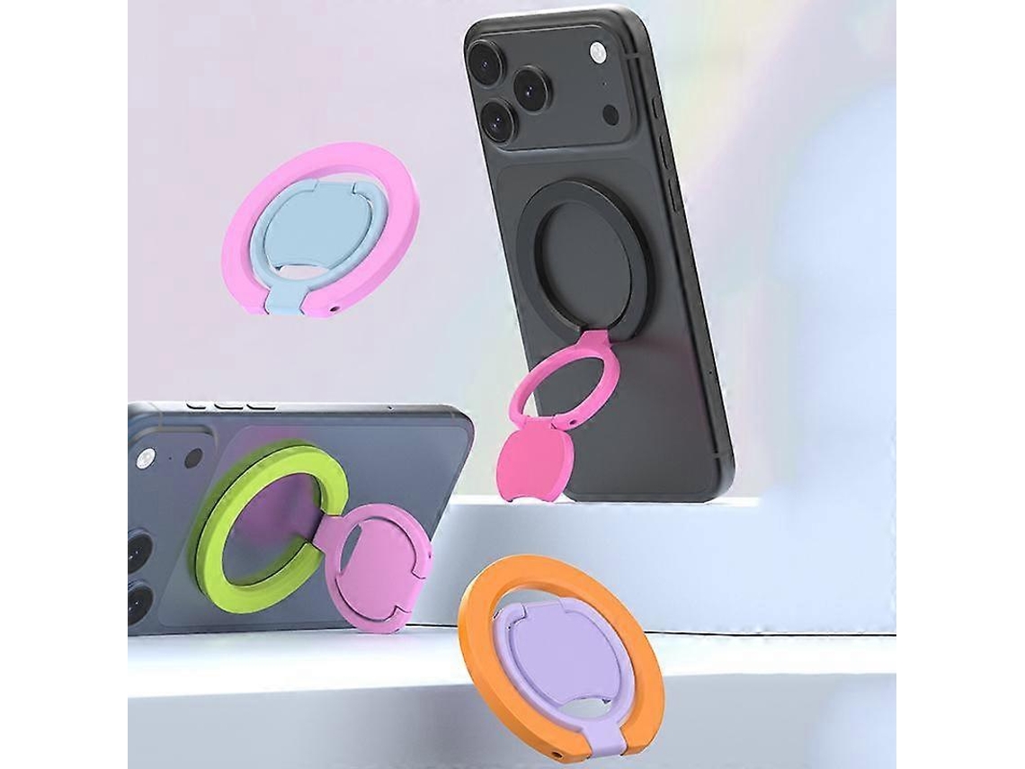 Suporte Magnético De Anel Dobrável E Dupla Face Com Bloco De Cor Para Celular