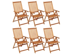 Cadeiras de Jardim Dobráveis com Almofadões 6 Pcs Acácia Maciça MAISON EXCLUSIVE
