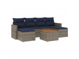 Conjunto de Sofá de Jardim, 7 Peças, Almofadas, Rattan Cinza MAISON EXCLUSIVE