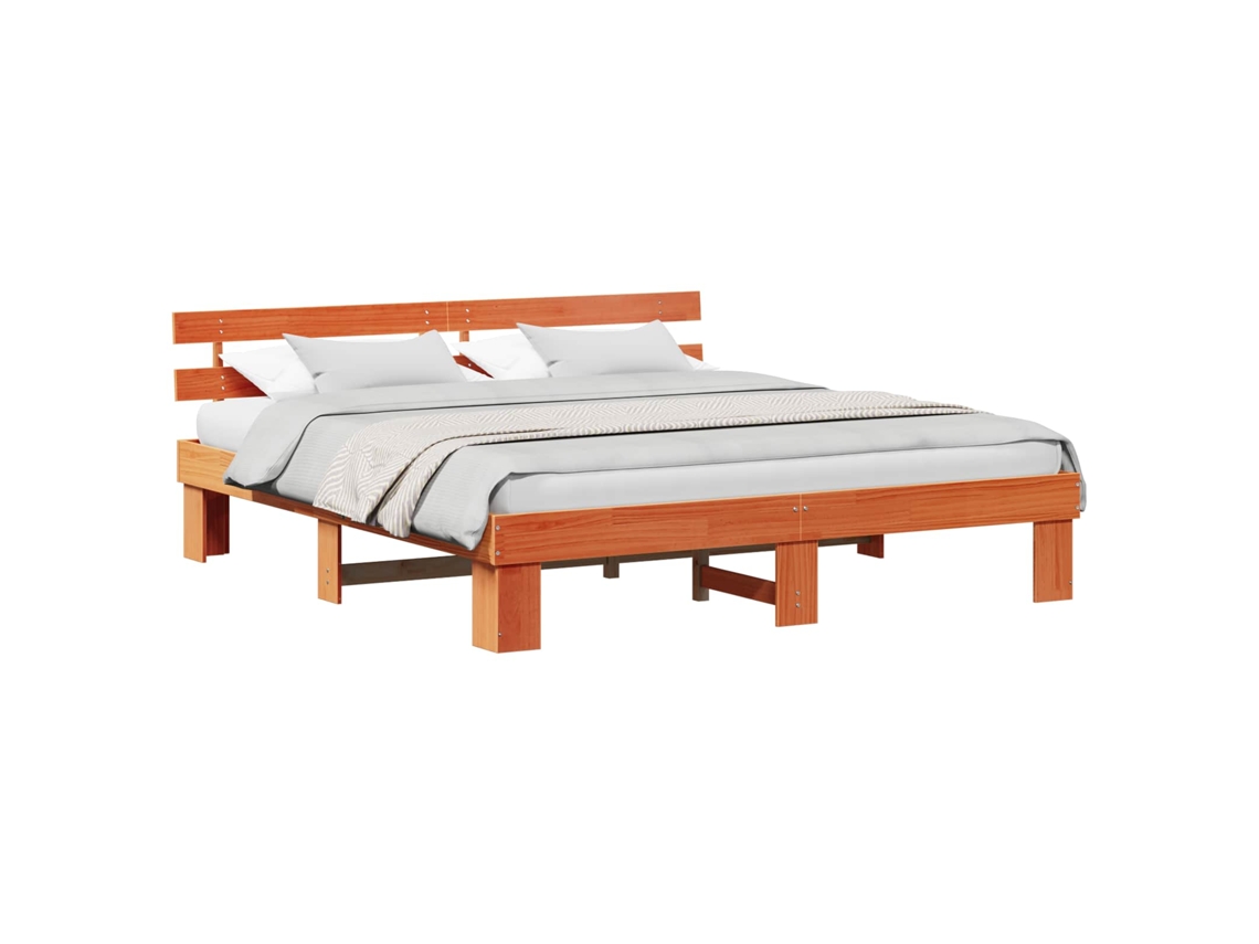 Estrutura da Cama com Cabeceira Marrom Cera 180x200 cm MAISON EXCLUSIVE