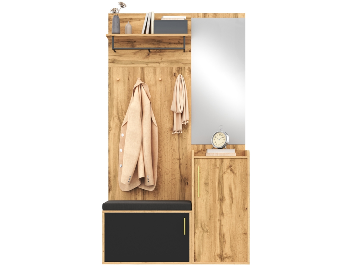 Guarda-roupa Corredor, Espelho+banco+sapateiro, Conjunto, Precisa Perfurar Parede Cs