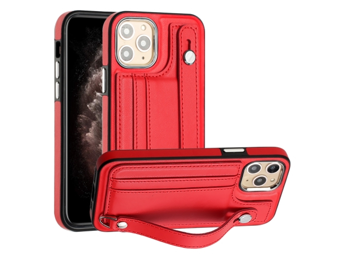 Capa Mobile Phone Cases Shockproof With Wrist para iPhone 11 Pro Pele Castanho