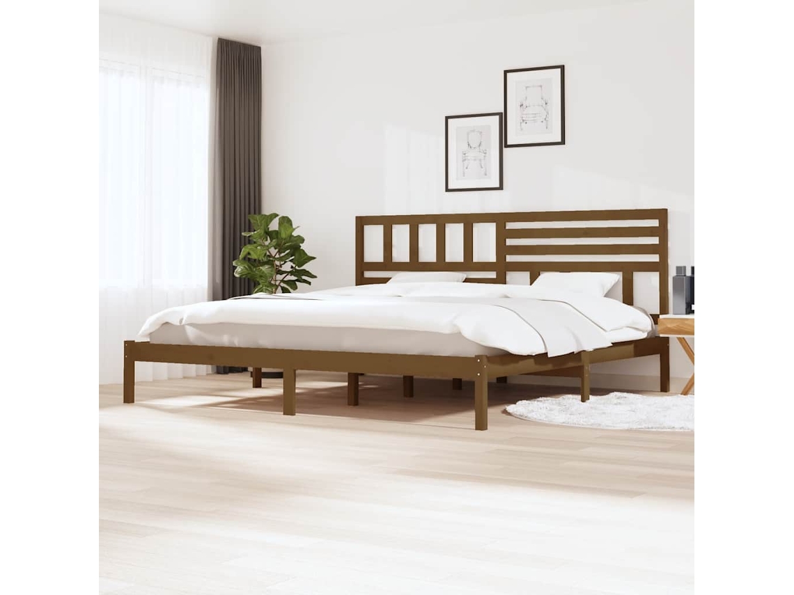 Vidaxl Estrutura De Cama 200x200 Cm Pinho Maciço Castanho Mel