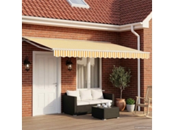 Vidaxl Toldo Retrátil Elétrico Amarelo E Branco 4,5 × 3,5 M